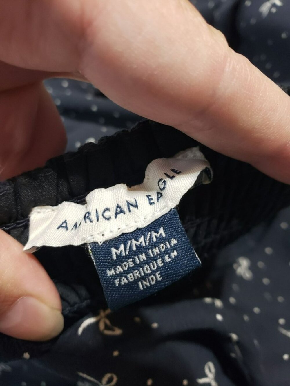 American Eagle Long Bell Sleeve Romper 70s Black White Bow Print Twee Fall Prep - Picture 13 of 13